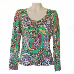 RED Gorgeous Paisley Fine Knit Sweater Hipster